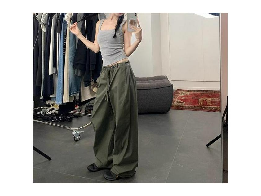 

DIY Loose Drawstring Wide Leg Cargo Pants - Charcoal Gray/Black XL (125-140 cm) армія зелений колір