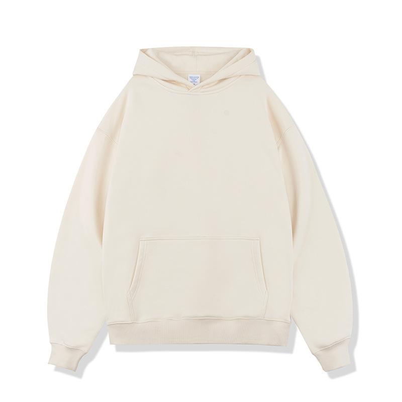 Autumn and Winter Solid Color Blank Plus Velvet Thickened 450g Hooded Sweatshirt Men Heavy Hoodie Men's Clothes
