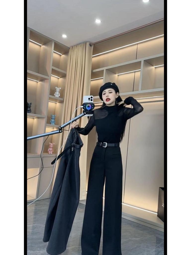 European High-End Winter Wool Wide-Leg Pants: Stylish, High-Waisted, Versatile, and Warm Women's Casual Trousers.