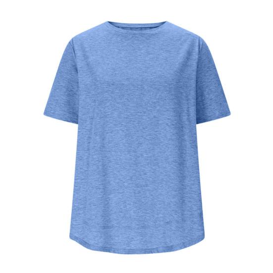 Women Tops Round Neck Short Sleeve Loose Fit Tee Shirt Pure Color Soft Breathable Fabric Summer Tops Casual Sporty Wear