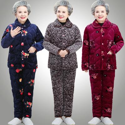 Vêtements d'intérieur pour femmes pyjama épais à trois couches vêtements d'hiver ensemble matelassé en velours