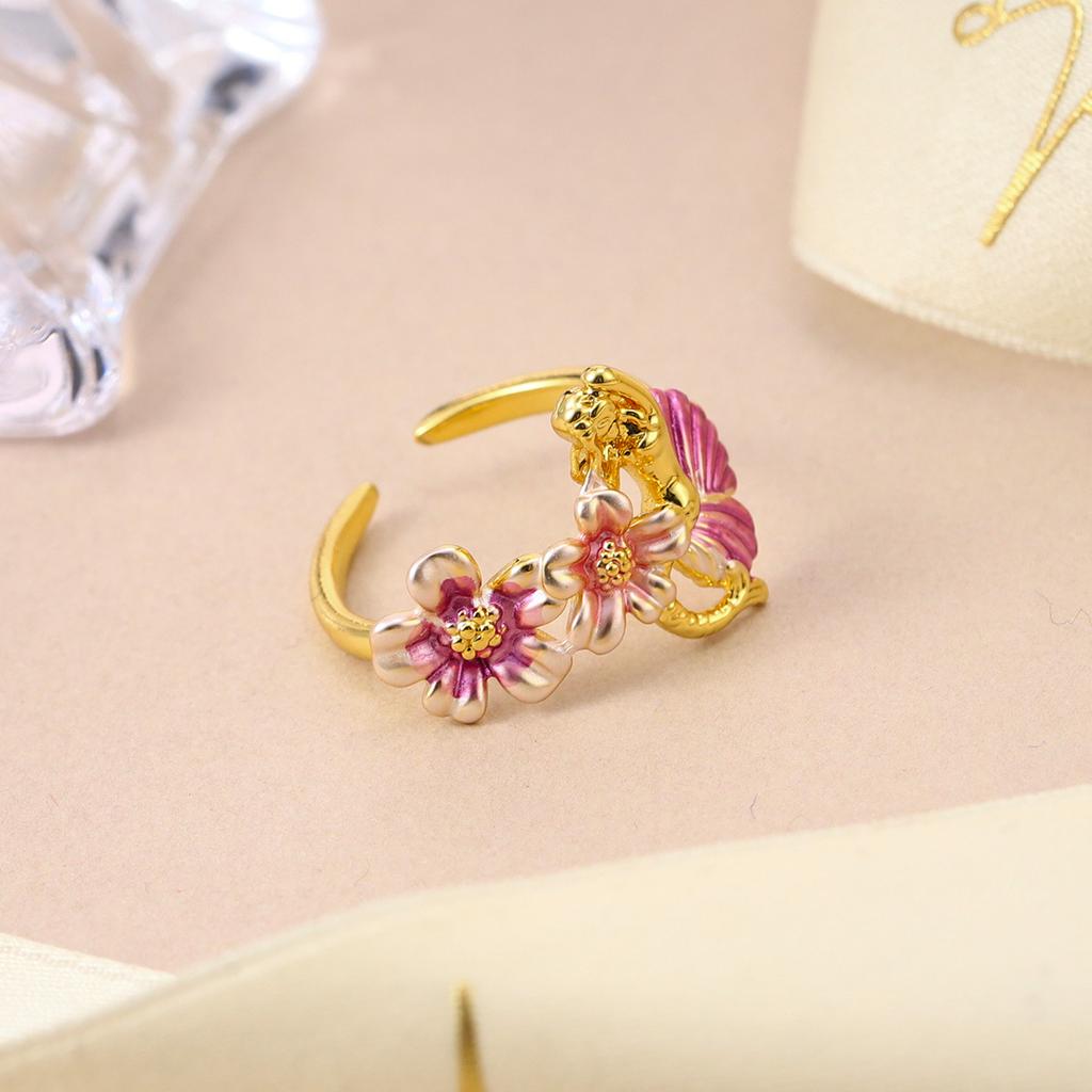 Three-dimensional Fashion Enamel Glaze Powder Purple Flower Bow Bell Spring and Summer Stud Earrings Long Fringed Silver Needle Earrings