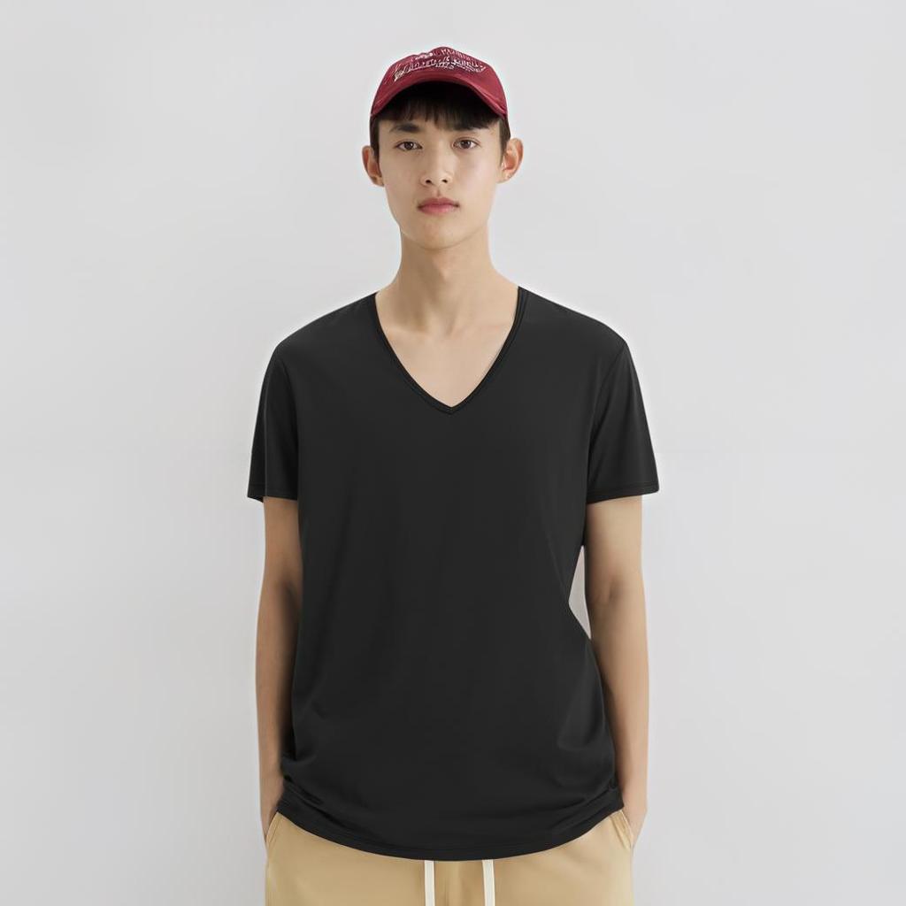 UNIQLO Cool Dry V-Neck Short Sleeve T-Shirt Men tops Black 454311-09