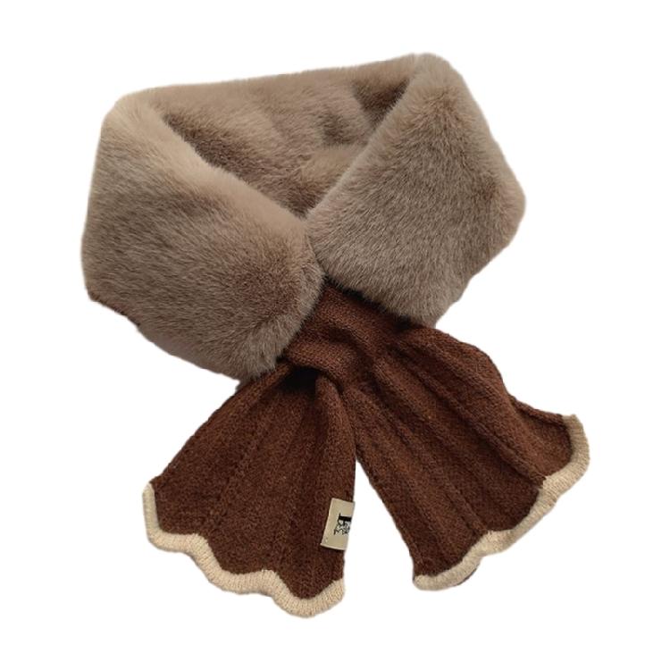 Warm Cross Knitted Scarf Patchwork Autumn Winter Neck Scarf for Women Girls