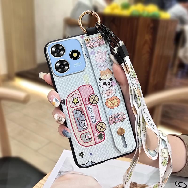 Dirt-resistant Wristband Phone Case For ZTE Blade A73 4G/V50 Smart Anti-knock Cartoon Wrist Strap Phone Holder Soft Case