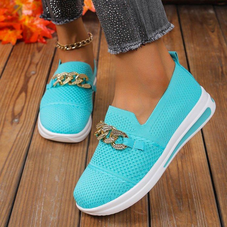Fashion Women Sneakers Mesh Breathable Knit Designer Shoes for Woman Lightweight Soft Sole Flats Women's Shoes Anti-Slip Casual Sneakers