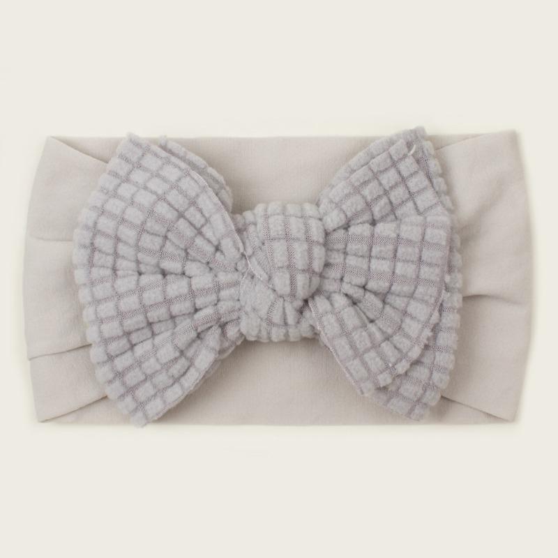 

Spring new baby solid color bow nylon headband, children s soft and comfortable headscarf, baby headband
