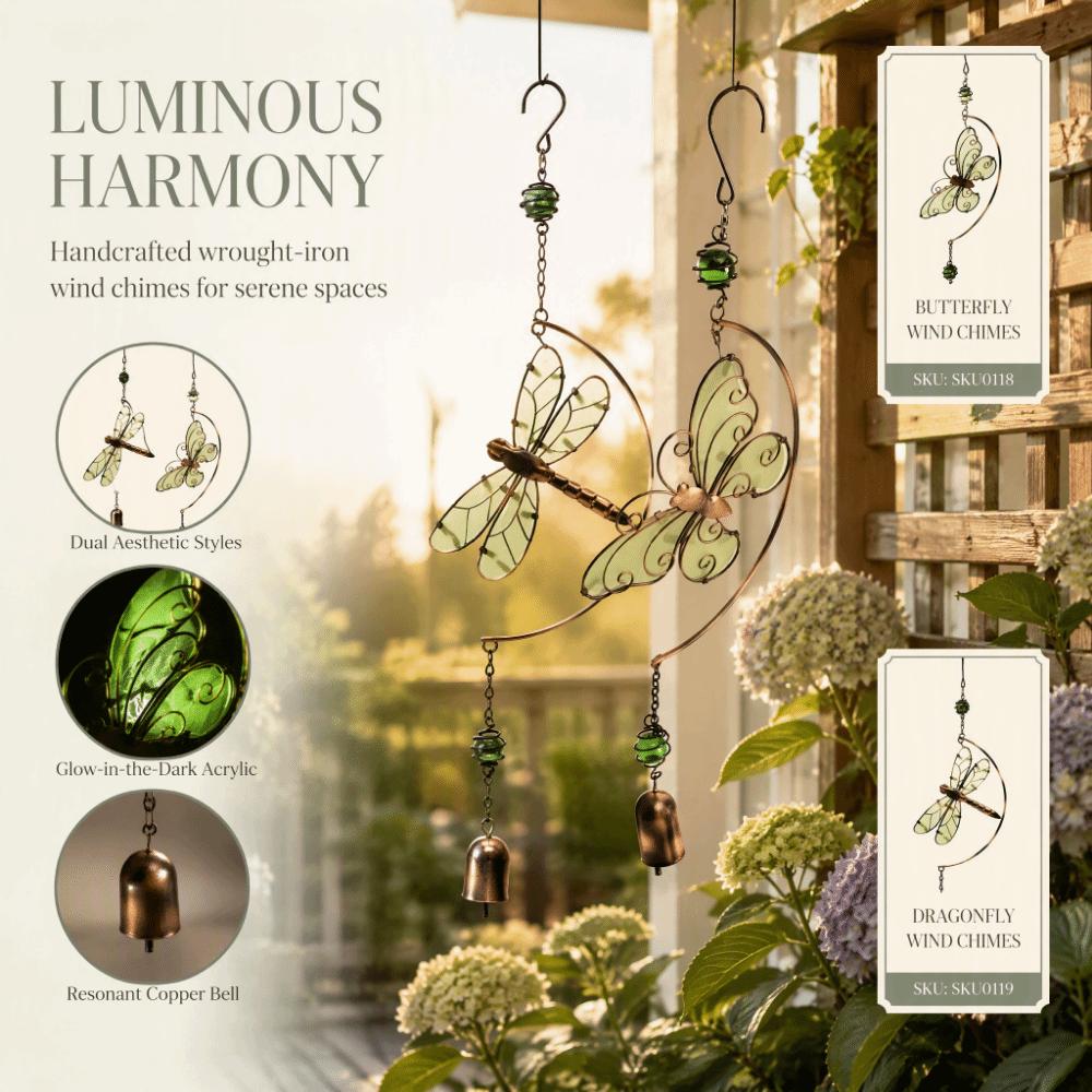 Luminous Glow Dragonfly Wind Bell Good Luck Symbol Wind Spinner Decor For Patio