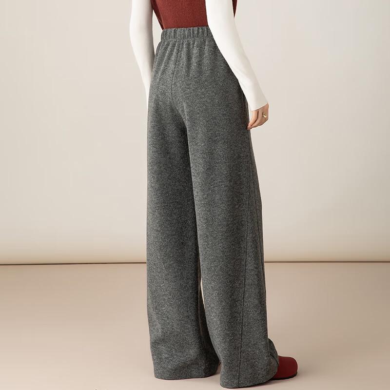 Fanzhen Women's High-Waist Loose Wide-Leg Wool Blend Pants