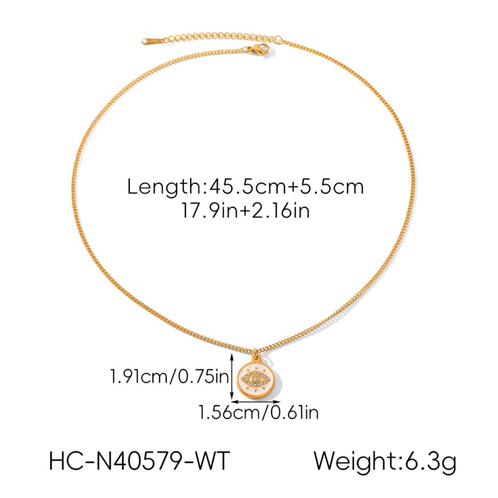 Dripping Oil Diamond-Encrusted Evil Eye Pendant Necklace, Light Luxury Niche Titanium Steel Choker for Women