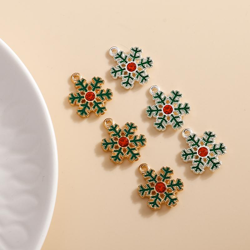 10pcs 17x21mm Cute Enamel Winter Snowflake Charms for Jewelry Making Christmas Earrings Pendants Necklaces DIY Crafts Supplies
