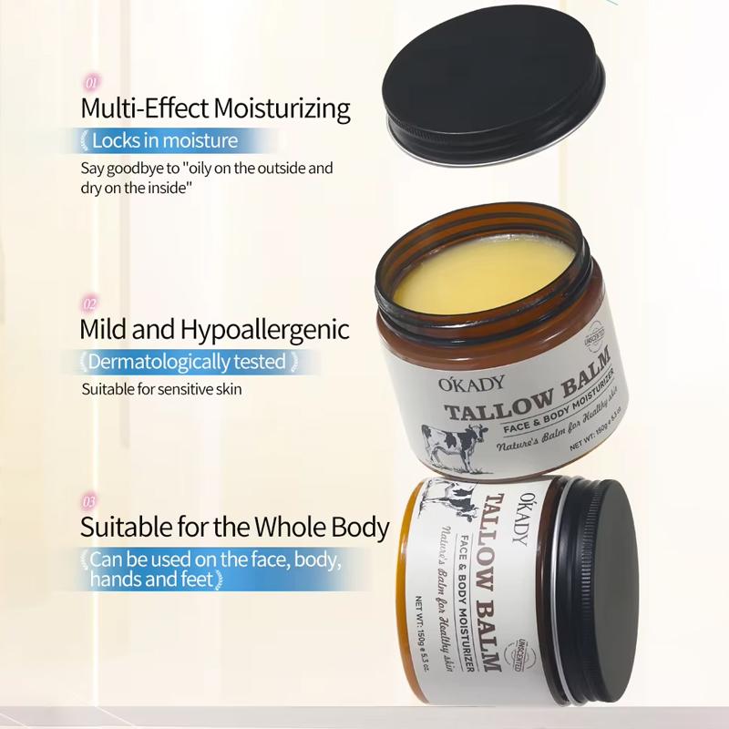 Okady Soft Texture Natural Vegan Tallow Skincare 150G Beef Tallow Moisturizer Body & Face Tallow Cream