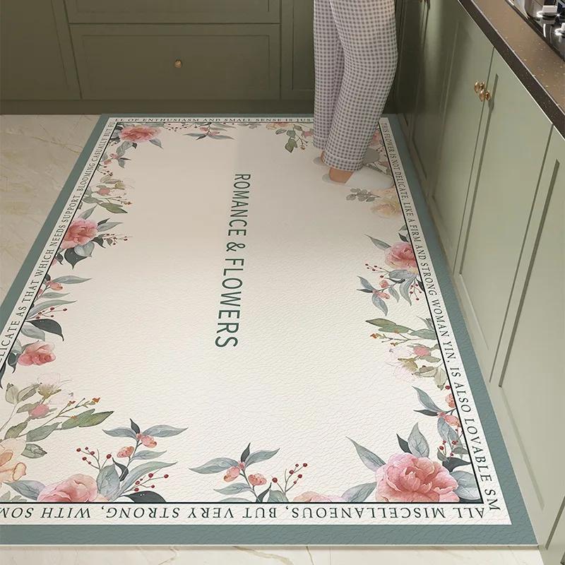 

Килимок для Кухні Великий Килим Водонепроникний Килимок для Підлоги Шкіра ПВХ Нековзкий Килимок для Ніг Маслостійкий Квітковий Елегантний Домашній Декор Килими 1pc 50x80cm