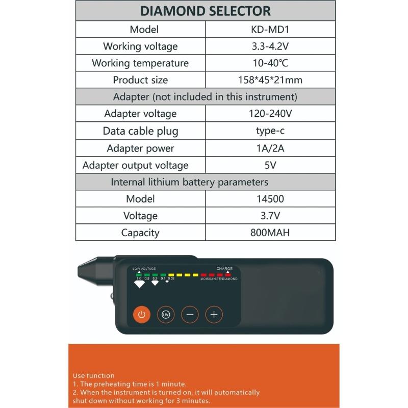 Penna Tester Diamanti Pratica Strumento di Test per Gioielli Indicatore LED Tester Perfetta per la Verifica Rapida e Sicura dei Diamanti