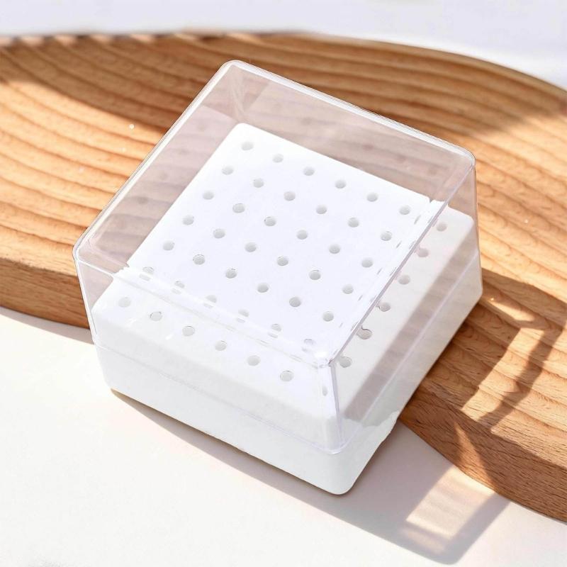 49 Hole Nail Drill Bit Storage Box Universal For Nail Grinding Heads Dustproof Professional Salon Organizer
