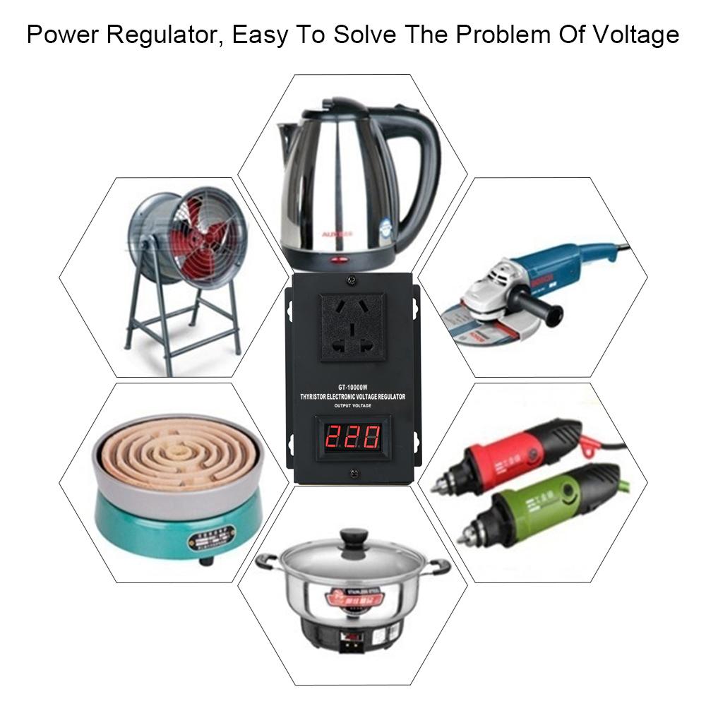 SCR Electronic Voltage Regulator Black US Plug AC 220V 10000W Temperature Speed Power Adjust Controller Dimmer Thermostat
