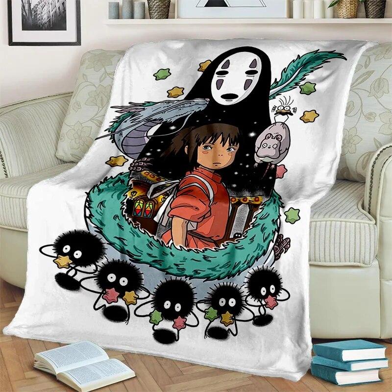 Spirited Away 3D-Cartoon-Anime-HD-Decke, weiche Überwurfdecke für Zuhause, Schlafzimmer, Bett, Sofa, Picknick, Reisen, Büro, Decke für Kinder