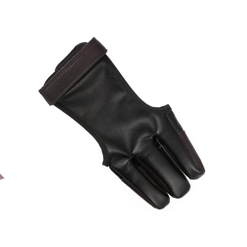 Huwairen Cowhide PU Velvet Hunting & Archery Three-Finger Gloves with Arm Guard