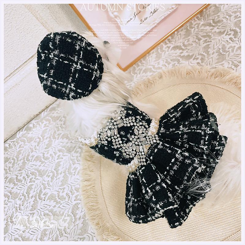 Autumn Winter Small Dog & Cat Woolen Dress - Thickened Warm Pet Bowknot Outfit for Yorkshire Terrier Puppy Small Pets