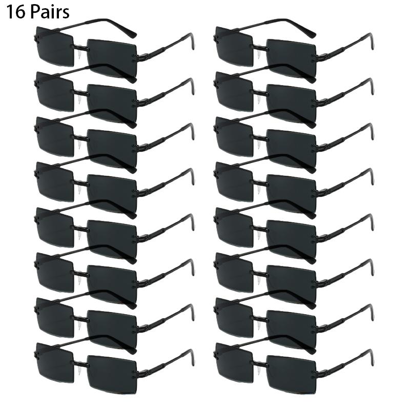 16/20 Pairs Rectangle Sunglasses Men Fashion Rimless Gradient Multicolor Beach Holiday Shades Women New Trendy Rave Sun Glasses