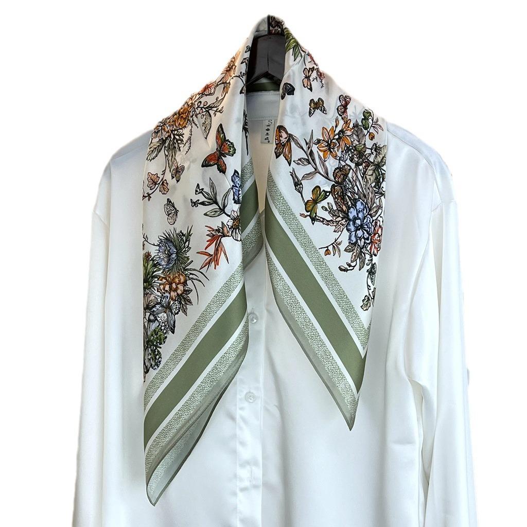 Early Spring 70 Plain Satin 100% Mulberry Silk Silk Scarf Medium Square Scarf Silk Scarf Shawl Versatile Scarf