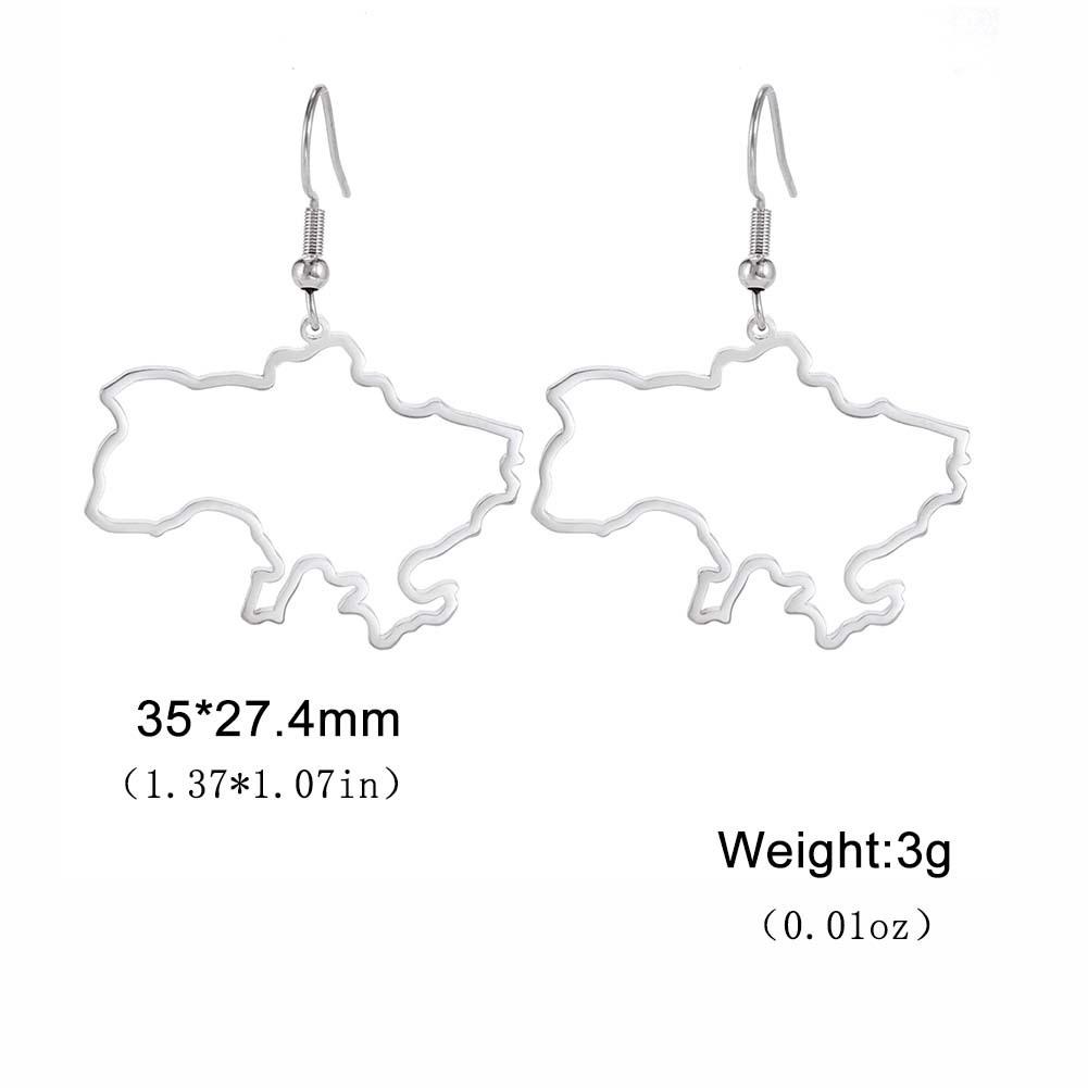 Boucles d'oreilles pendantes Carte de l'Ukraine Couleur Or Acier Inoxydable Drapeau Boucles d'oreilles pendantes Ukrainiennes pour Femmes Bijou Cadeau