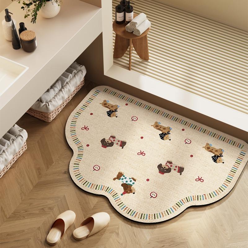 Bathroom Carpet Toilet Foot Mats Absorbent Bathroom Mat Diatom Mud Floor Mat Non-Slip Bath Rug Toilet Doormat Quick Drying Rugs