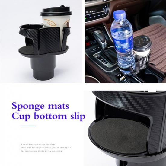 Carbon Fiber Center Console Drink Cup Holder Box For Car Interior Accessories