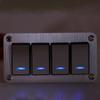 Aluminum Alloy Switch Panel 4 Gang Switches Central Control Switch Panel for Car Yacht