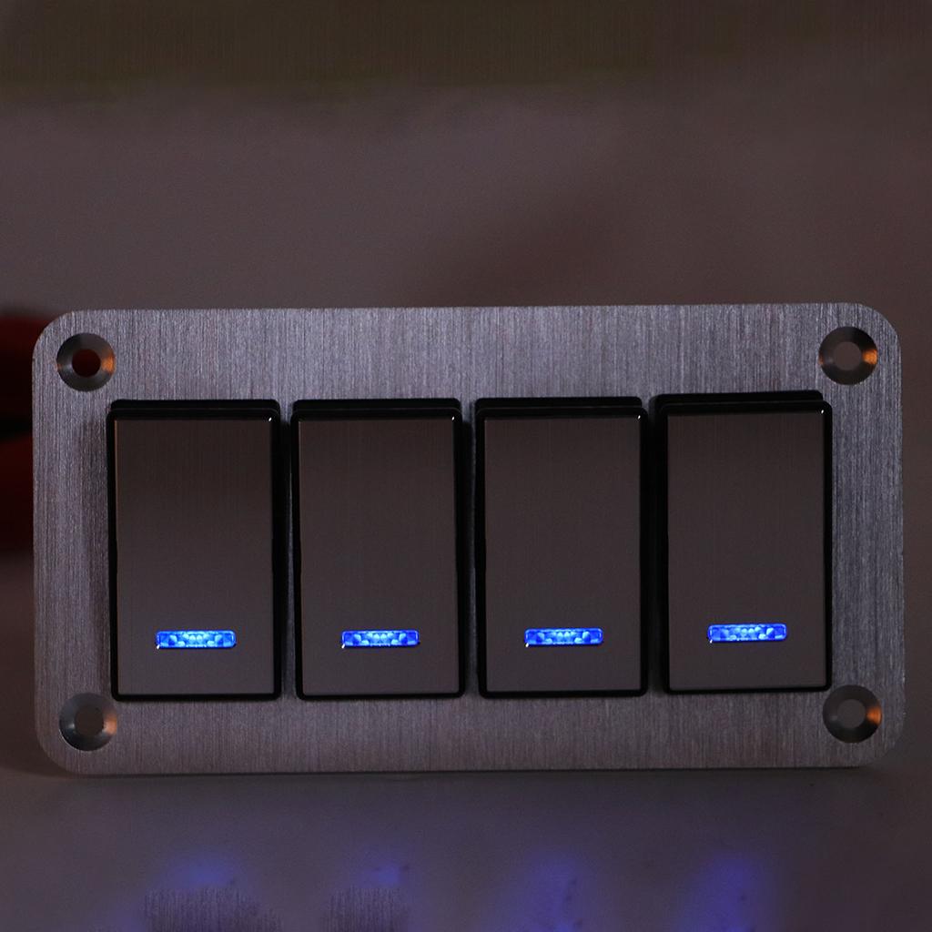 Aluminum Alloy Switch Panel 4 Gang Switches Central Control Switch Panel for Car Yacht