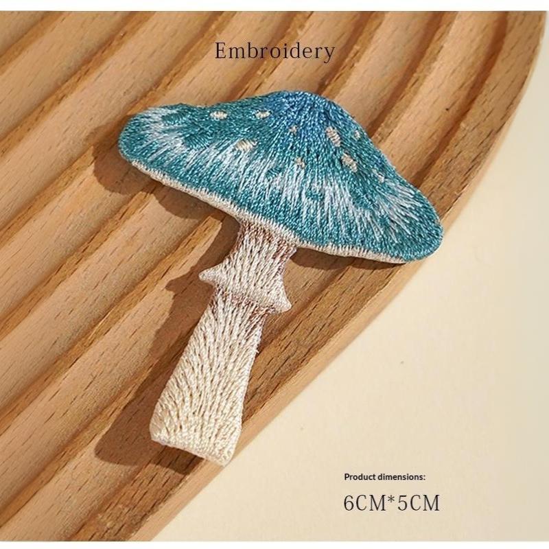 Exquisite Plant Colored Mushroom Embroidery Iron On Pudding Countryside Style Girls' Shoulder Bag Diy Decoration Badge