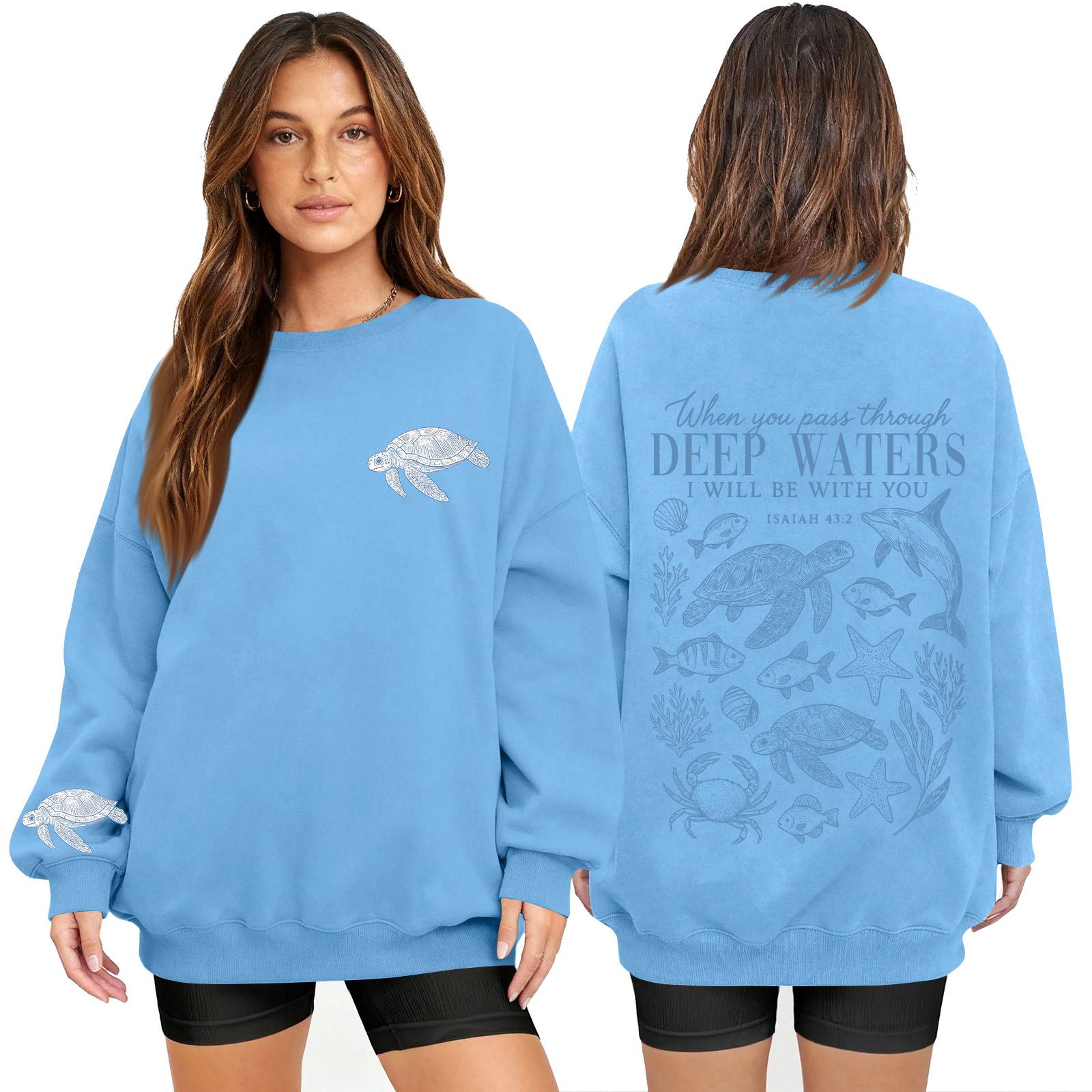 

Женский модный пуловер с длинным рукавом, принтом и круглым вырезом, свободного кроя XXXL синий