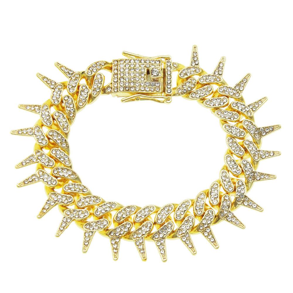 20mm Gothic Thorns Flash Full Rhinestone Miami Cuban Chain Luxury Fashion Men's Necklace For Women Hip Hop Cool Bracelet Jewelry