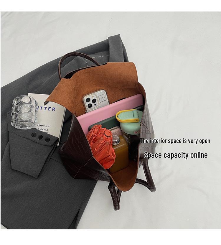2025 Large Capacity Women's Stone Texture Retro Tote - Trendy Korean Style Handbag