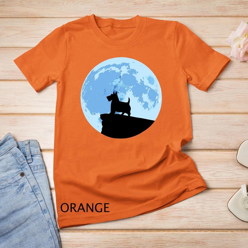 Scottish Terrier Scottie Dog Moon Silhouette Unisex T-shirt 5 XL