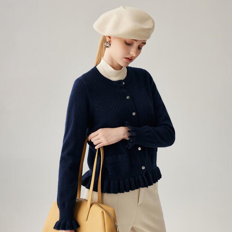 Zhaojun Women's Round Neck Thickened Cashmere Cardigan