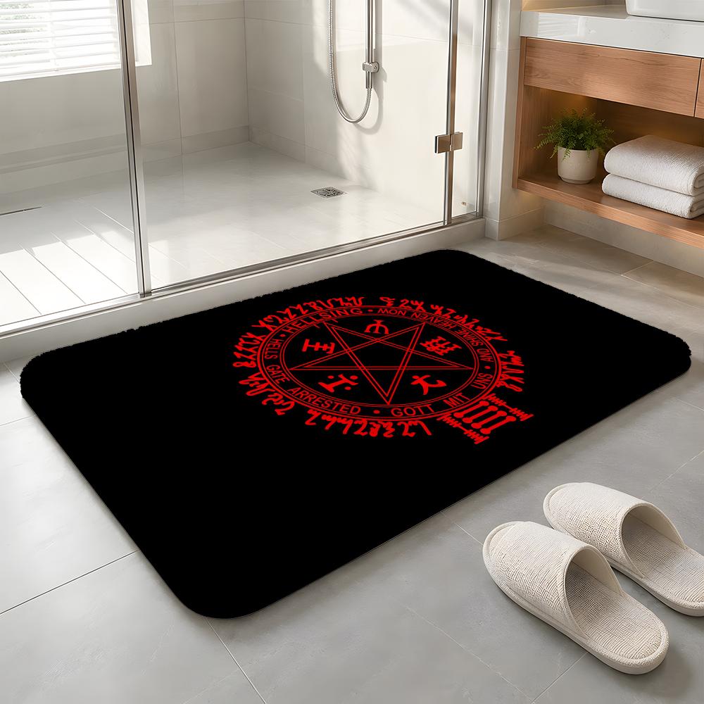 Anime H-Hellsing Floor Mat Machine Washable Soft Flannel Area Rug, Non-Slip Absorbent Floor Mat for Living Room Bedroom