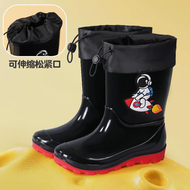 Children's Spring and Autumn Baby Rain Shoes Astronaut Non-slip Waterproof Warm Rain Boots Children's Cartoon Boys and Girls Bundle Water Shoes