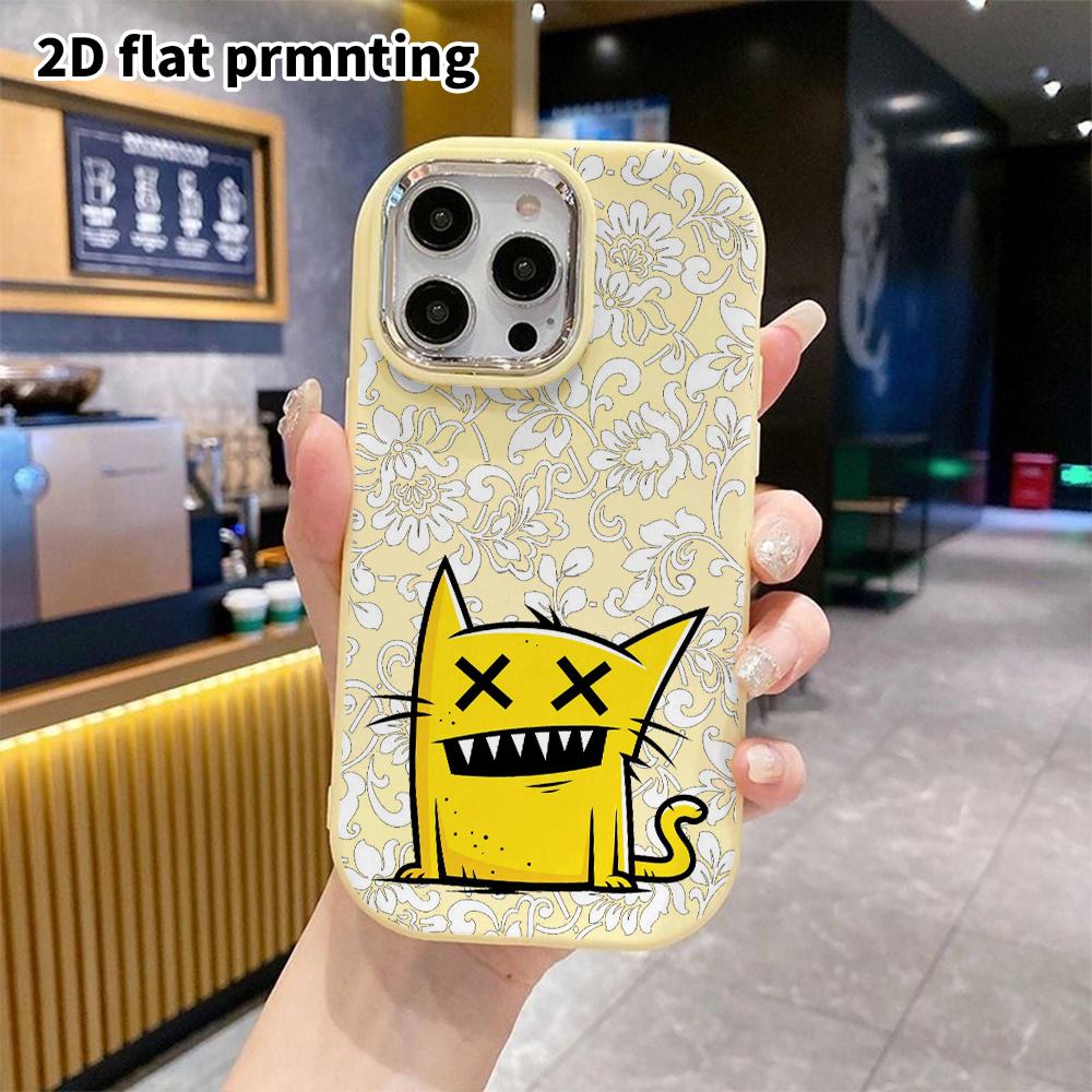 Phone Case: 2D flat design suitable for iPhone 18 17 16 15 14 13 Pro protective case, couple style, trendy crazy cat, Christmas and Halloween gifts