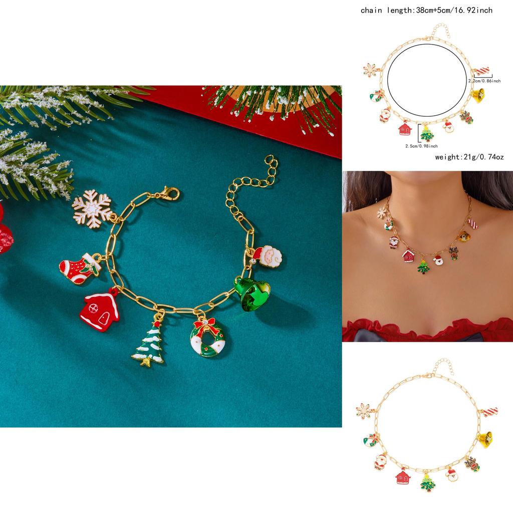 Ensemble de bijoux de fête de Noël avec pendentif géométrique en alliage de zinc et chaînes multi-styles pour hommes et femmes