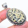 Dalmation Jasper Gemstone 925 Sterling Silver Jewelry Pendant 2.13" SU-10777