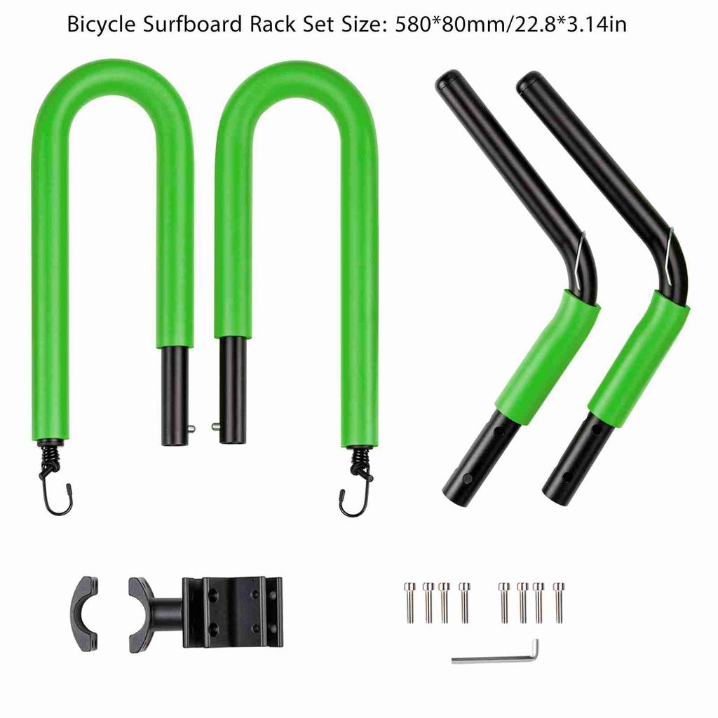 Bicycle Surfboard Racks Bike Surfboard Hanger Compatible with Shortboards Longboards Paddleboards (Green)