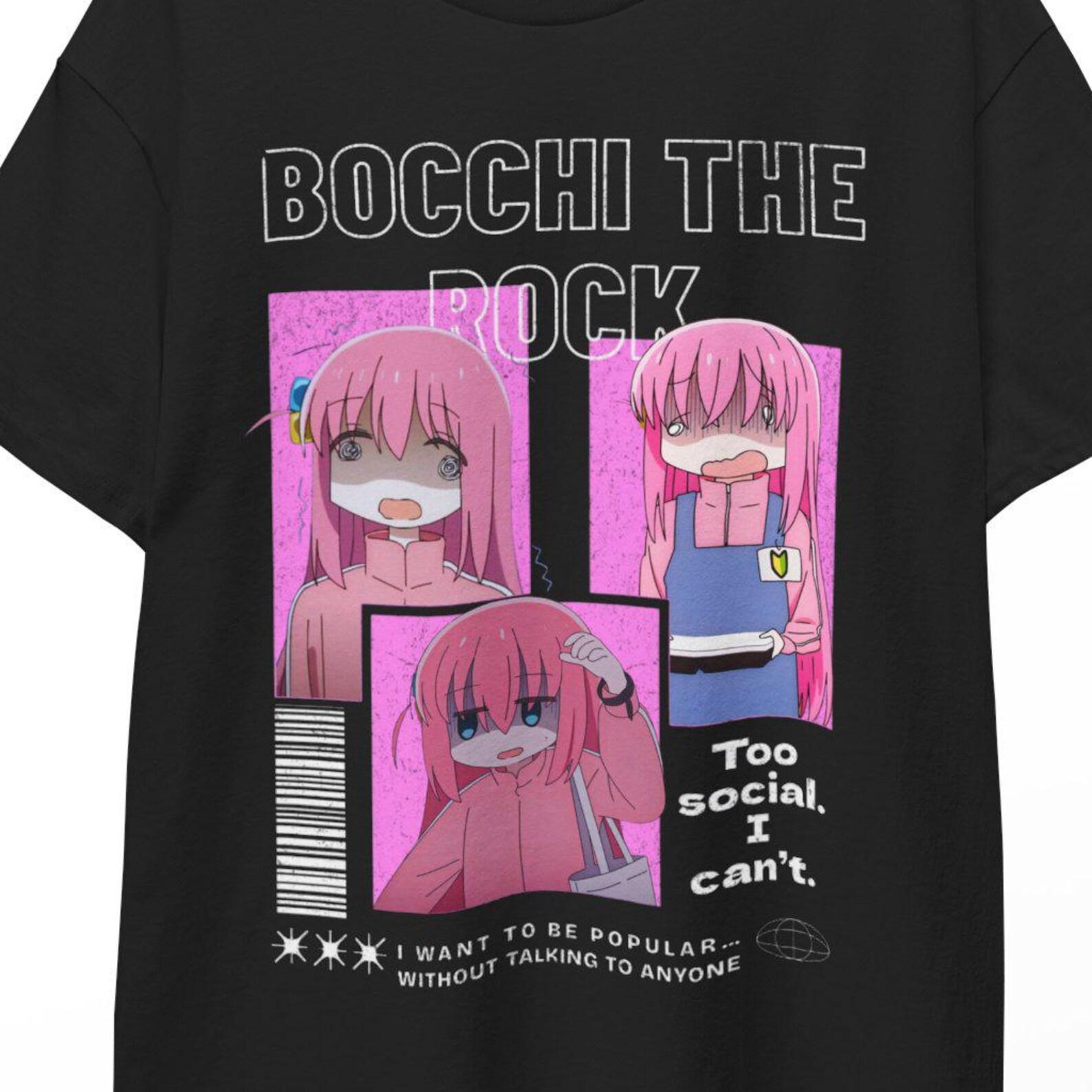 Bocchi the Rock Funny Introvert Shirt Kessoku Band Anime Tee Anxiety Meme Social Aesthetic Graphic Cute Unisex StyleGift for Manga Lovers!! XL