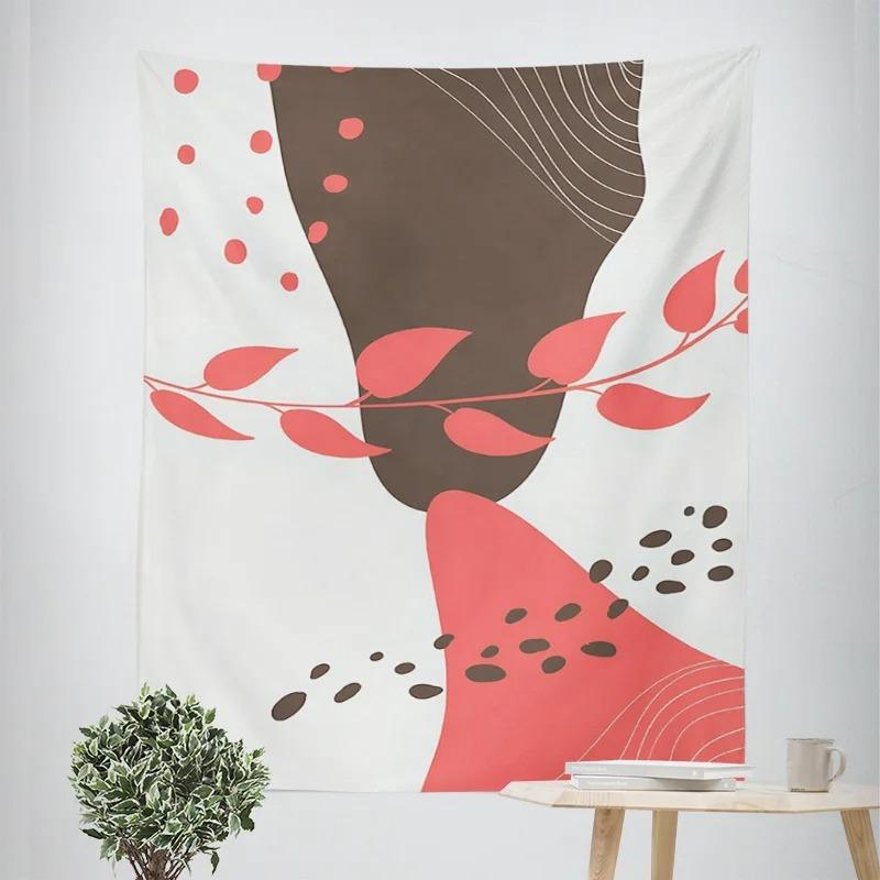 ins style abstract plant illustration tapestry Morandi bedroom decorative cloth cafe art background wall cloth