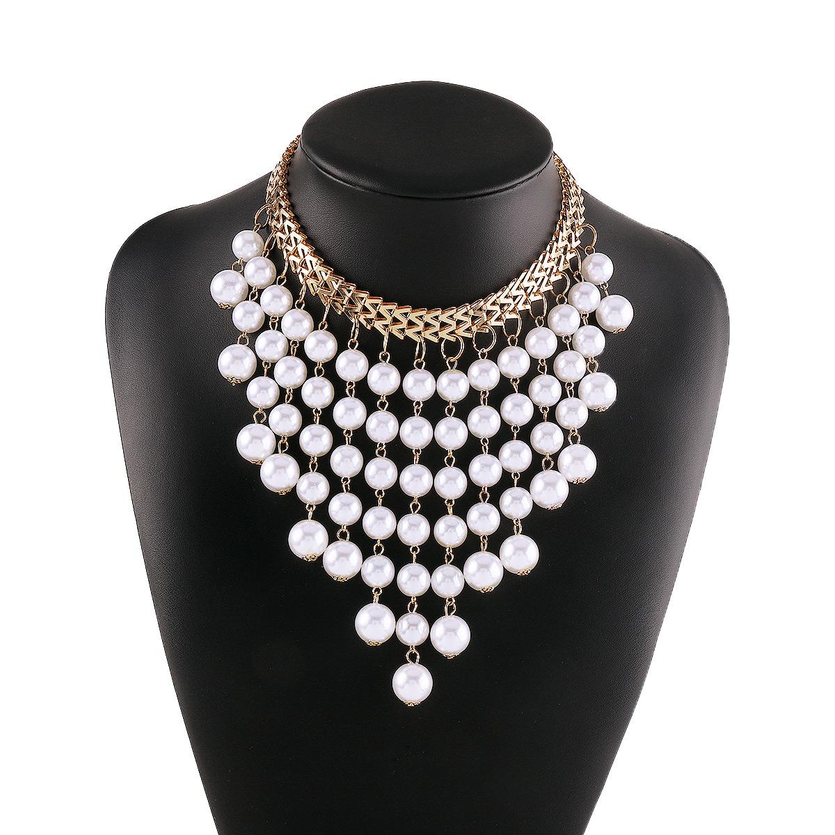 

Винтажное ожерелье-чокер с бахромой из жемчужной цепочки, модное, с ярко выраженной индивидуальностью, преувеличенное, в стиле тяжелой промышленности золотой