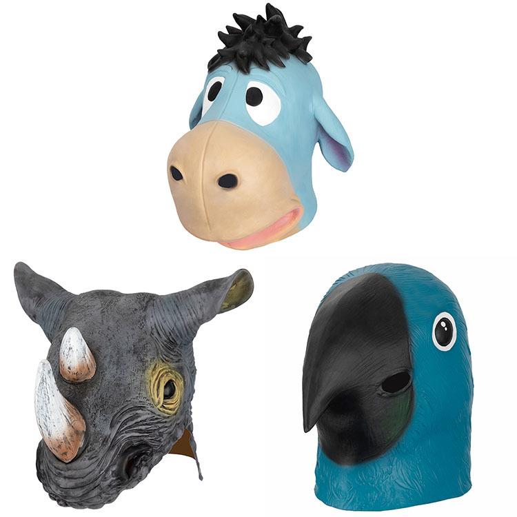 Halloween Mask Latex Headgear Cute Cat Shark Raccoon Donkey Parrot Bat Rhinoceros Bar Party