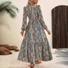 Fall Floral Dress Women's Printed V-neck Dress