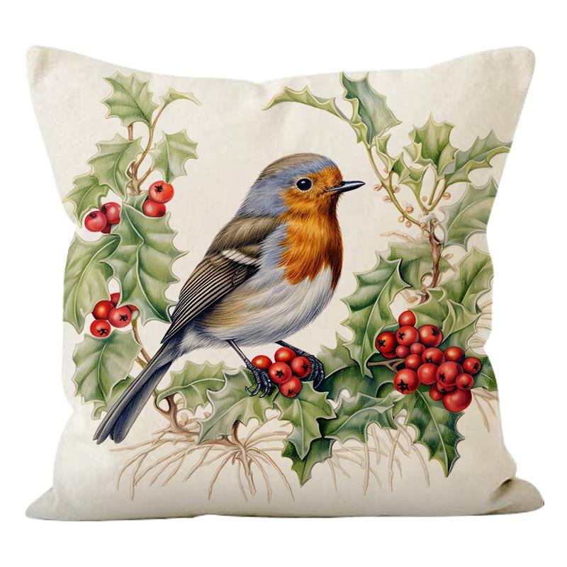 Tree Branch Bird Print Pattern Home Decor Pillowcase Bedroom Living Room Sofa Decoration Polyester Cushion Cover With Zipper