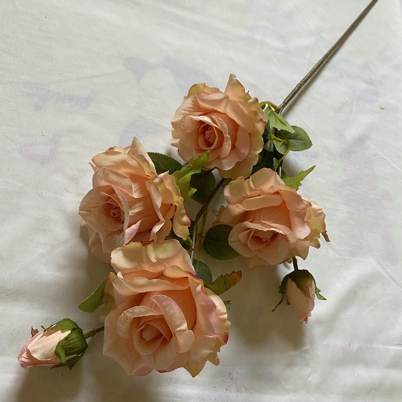 Realistic Faux Rose Flower Six Stem Silk Plant Home Office Decor Gift Idea