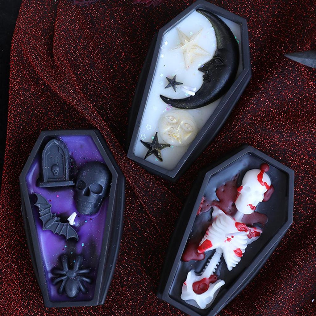 Scented Candles Halloween Coffin Candle Fragrant Room Decor Table Centerpiece Coffin for Birthday Women Men Desk Party Farmhouse